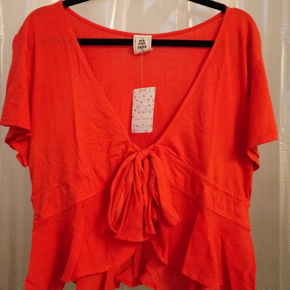 1 LEFT! NWT FREE PEOPLE KNOT ME CROPPED PEPLUM TOP - Picture 6 of 6